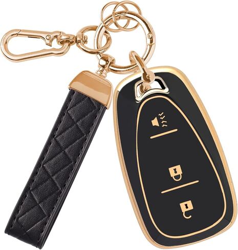 غطاء مفتاح Fob ذو 3 أزرار من Rislobx لسيارة Chevy، حافظة مفتاح TPU متوافقة مع 2016 2017 2018 2019 2020 2021 2022 Spark Traverse Equinox، لعام 2018 2019 2020 Chevy Trax (أسود) in Kuwait