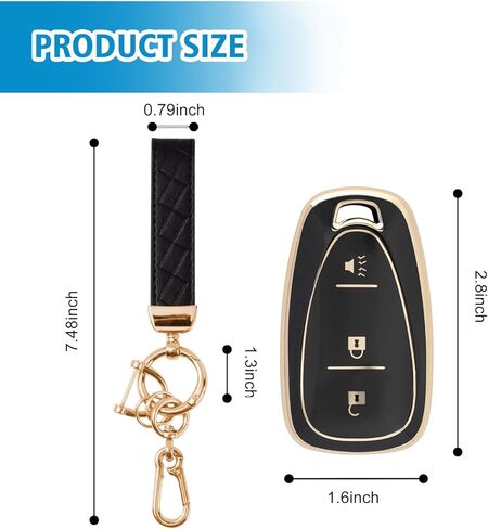 غطاء مفتاح Fob ذو 3 أزرار من Rislobx لسيارة Chevy، حافظة مفتاح TPU متوافقة مع 2016 2017 2018 2019 2020 2021 2022 Spark Traverse Equinox، لعام 2018 2019 2020 Chevy Trax (أسود) in Kuwait
