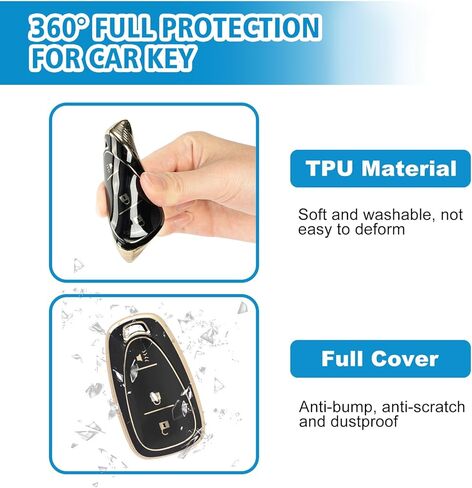 غطاء مفتاح Fob ذو 3 أزرار من Rislobx لسيارة Chevy، حافظة مفتاح TPU متوافقة مع 2016 2017 2018 2019 2020 2021 2022 Spark Traverse Equinox، لعام 2018 2019 2020 Chevy Trax (أسود) in Kuwait
