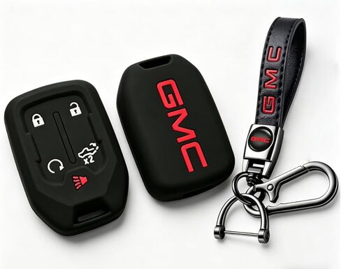 for GMC Key Fob Silicone Rubber Smart Key Shell Protector Compatible with Key Chain for Sierra and Sierra1500 2500HD 3500HD Remote Protector Case 5-Button(C1) in Saudi Arabia
