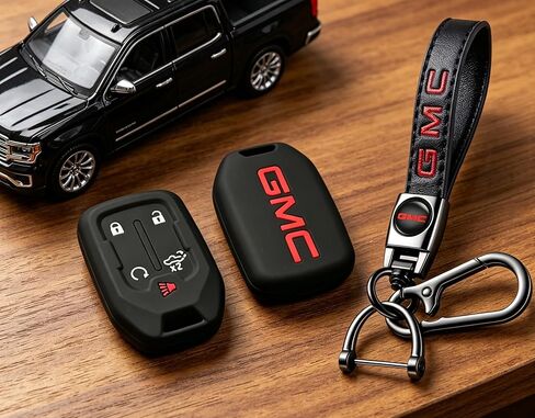 for GMC Key Fob Silicone Rubber Smart Key Shell Protector Compatible with Key Chain for Sierra and Sierra1500 2500HD 3500HD Remote Protector Case 5-Button(C1) in Saudi Arabia