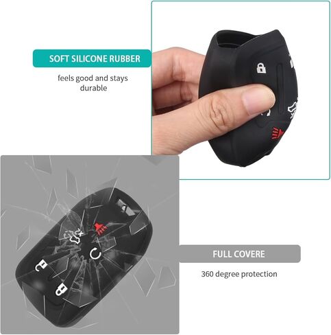 for GMC Key Fob Silicone Rubber Smart Key Shell Protector Compatible with Key Chain for Sierra and Sierra1500 2500HD 3500HD Remote Protector Case 5-Button(C1) in Saudi Arabia