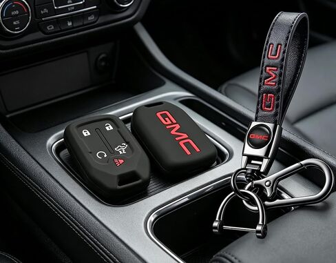 for GMC Key Fob Silicone Rubber Smart Key Shell Protector Compatible with Key Chain for Sierra and Sierra1500 2500HD 3500HD Remote Protector Case 5-Button(C1) in Saudi Arabia