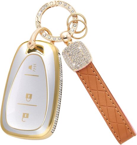 غطاء مفتاح Fob ذو 3 أزرار من Rislobx لسيارة Chevy، حافظة مفتاح TPU متوافقة مع 2016 2017 2018 2019 2020 2021 2022 Spark Traverse Equinox، لعام 2018 2019 2020 Chevy Trax (أسود) in Kuwait