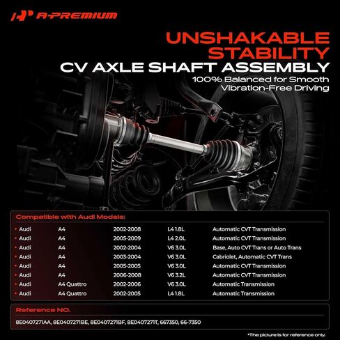مجموعة عمود المحور A-Premium CV متوافقة مع Audi A4 2002-2009، A4 Quattro 2002-2006، استبدال # 8E0407271AA 8E0407271BE in Kuwait