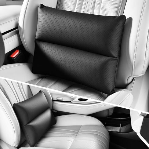 Lumbar Pillow for car, Back Cushion for Driving, Back Support, Lumbar Support, Improve Driving Comfort, Faux Leather, Sturdy and Durable, Non-deformable, Long Lasting Use 1P in Saudi Arabia