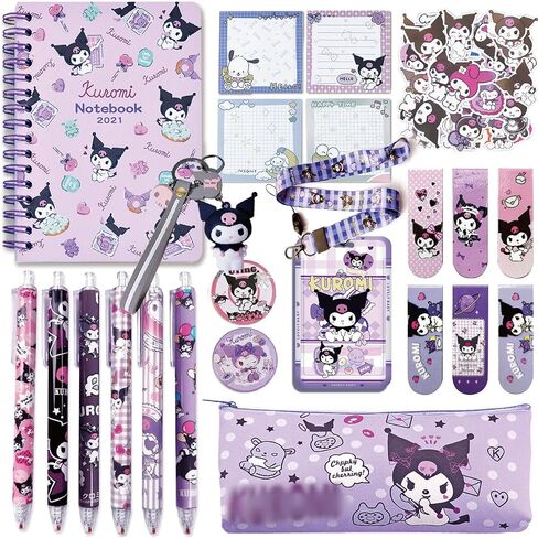 مجموعة هدايا قرطاسية لطيفة Kawaii Back to School بما في ذلك دفتر الملاحظات وقلم الرصاص Cas وقلم حبر جاف وملصقات حامل شارة الهوية وسلسلة المفاتيح المرجعية (الأزرق) in Kuwait