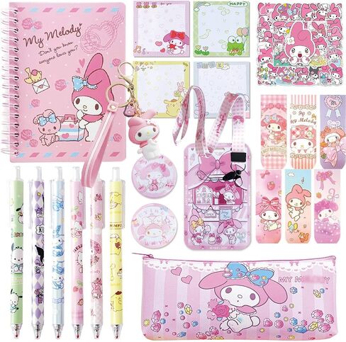 مجموعة هدايا قرطاسية لطيفة Kawaii Back to School بما في ذلك دفتر الملاحظات وقلم الرصاص Cas وقلم حبر جاف وملصقات حامل شارة الهوية وسلسلة المفاتيح المرجعية (الأزرق) in Kuwait