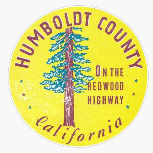1940s Humboldt County California Window Water Bottle Bumper Sticker Decal 5" in Kuwait