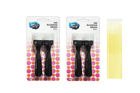 Ink Blending Brush Bundle - 4 Pack Simon Hurley Blending Brushes Small with Trebbies Detail Sticks in Kuwait