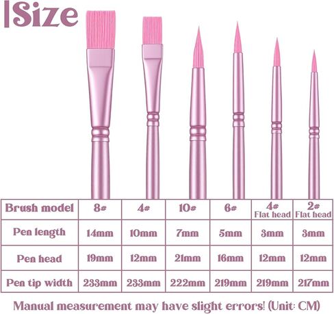 6 PCS Face Paint Brushes, Watercolor Nylon Paint Brushes Set for Acrylic Painting, Round Pointed Tip Flat Artist Brush for Oil Face Nail Miniature Detailing Drawing Art Supplies (Pink) in Kuwait