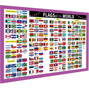 SANTSUN Flags of the World Poster, Laminated, 17"x24", Large Size, Geography Classroom Decor, International Country Reference Chart for Classrooms, Home School Décor, Back to School Supplies in Saudi Arabia