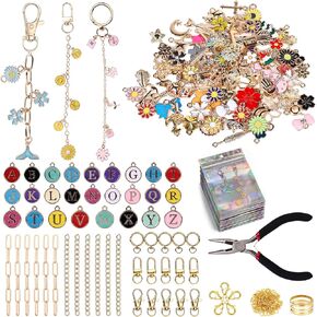 cenoz 550Pcs Charms Lip Gloss Keychain Making Kit, DIY Craft Supplies with Key Chain Hooks, 228Pcs Charms, 50Pcs Gift Bags & Tools, DIY Keychains Kit for Keychain Jewelry Making Supplies Crafts in Saudi Arabia