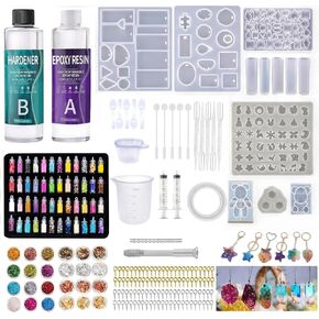 Epoxy Resin Kit and Molds Set,318 PCS Complete Art Starter Kit with Silicone Molds,AB Glue,Glitter,Pigments & Tools.Casting Resin for Jewelry Making,Beginners & Adults.Ultimate Gift for Women & Girls in Saudi Arabia