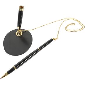 Totority Desktop Signature Pen with Chain and Adhesive Holder, Black Vertical Table Pen for Bank Counter Office Use, Multi-function Security Writing Instrument in Saudi Arabia