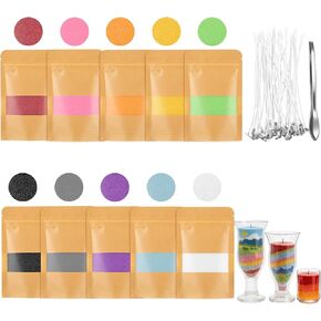 TRESSON 10 Color Sand Candle Wax with Wicks - Plant Pearled Candle Sand Set (1.76oz Each Color, 1.1lb/17.6oz Total DIY Refillable Candle Icewax for Handmade Candle Making in Saudi Arabia