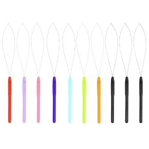 10 Pack Hair Extension Loop Needle Threader Tool, 8 Colors Pulling Hook and Bead Device Tools, Professional & DIY Hair Extension Tool Kit in Saudi Arabia