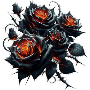 Black Rose Gothic Flower Decal Sticker 2 Packs of 5.5-inch Waterproof Vinyl Sticker Sets, Suitable for Cars, Motorcycles, Windows, laptops, Easy to Apply, Leaves no Residue When Removed FG170 in Kuwait