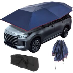 13.78 × 7.2FT Semi-Automatic Car Umbrella for Roof, Foldable Protection Carport with Bracket, Universal Suction Cup Car Canopy Cover, Full Car Awning Cover for Cars with Sunroofs(Navy Blue) in Saudi Arabia