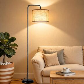 TJOY Floor Lamp for Living Room, Floor Lamp with 12W 3 Color Temperatures Bulb, Metal Standing Lamp with Extended Arm, Modern ARC Standing Lamp for Bedroom, Couch, Reading Nook, Office &Nursery, Black in Kuwait
