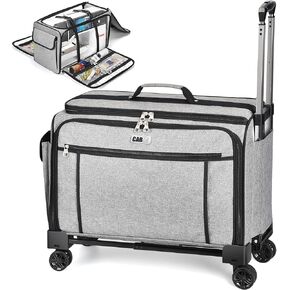 CAB55 XXL 23-Inch Rolling Sewing Machine Case with 4 Wheels, Extra Large Carrying Case for Professional Embroidery and Heavy Duty Sewing Machines with Bottom Support Board (Gray) in Saudi Arabia
