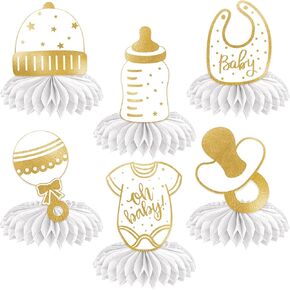 Baby Shower Centerpieces for Neutral Gold Decorations 10pcs Oh Baby Honeycomb Centerpiece Gender Neutral Party Decorations for Baby Shower Welcome Baby Supplies in Saudi Arabia