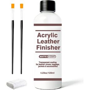 Matte 5-Coat Acrylic Leather Finisher - Waterproof Anti-Scratch Clear Coat | DIY Leather Paint Top Coat for Shoes, Bags, Jackets | Anti-Oxidation Fade-Resistant Protection, 4.23 Fl Oz in Saudi Arabia