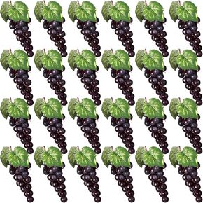 24 Pcs Artificial Grape Rubber Fake Grapes Bunches with Vines Leaves Faux Lifelike Fruits Ornament for Wedding Outdoor Decoration Garden Home, 6 Colors in Saudi Arabia