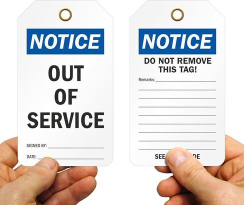 إشعار SmartSign - العلامات ذات الوجهين خارج الخدمة | 3.375 بوصة × 5.875 بوصة بلاستيك، عبوة من 25 قطعة، مصنوعة في الولايات المتحدة الأمريكية in Kuwait