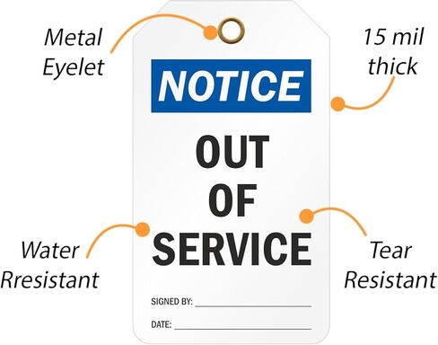 إشعار SmartSign - العلامات ذات الوجهين خارج الخدمة | 3.375 بوصة × 5.875 بوصة بلاستيك، عبوة من 25 قطعة، مصنوعة في الولايات المتحدة الأمريكية in Kuwait