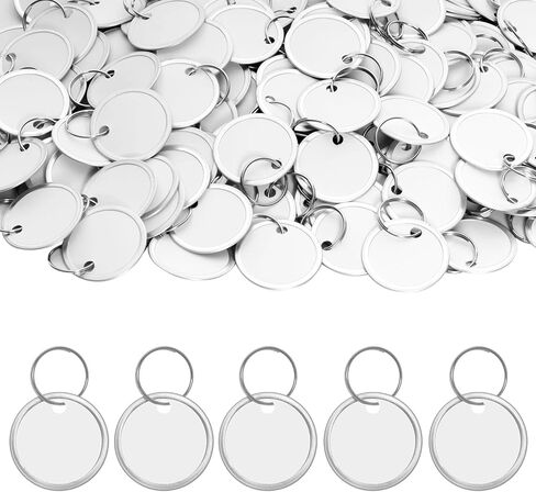 180 Pieces Metal Rim Tags Round Key Chain Tags with Split Rings Writable White Paper Labels Plastic Sturdy Lightweight Key Item Identifiers for Door Keys and Car Keys in Saudi Arabia