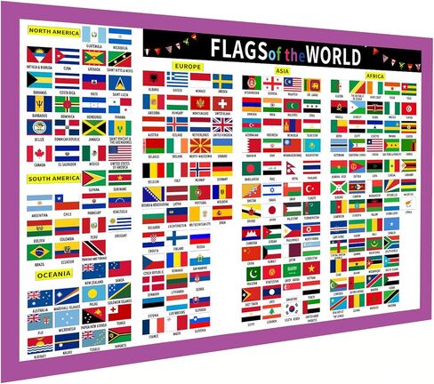 SANTSUN Flags of the World Poster, Laminated, 17"x24", Large Size, Geography Classroom Decor, International Country Reference Chart for Classrooms, Home School Décor, Back to School Supplies in Saudi Arabia