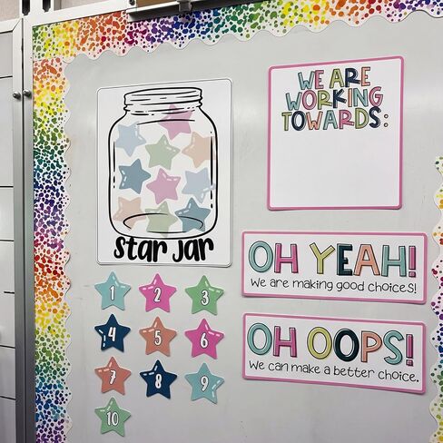 ForraFun Star Jar Classroom Behavior Chart Magnets Set – Oh Yeah Oh Oops We Are Working Towards Signs, Group Reward System for Teachers, Whiteboard Magnets for Classroom Management K-5 in Kuwait