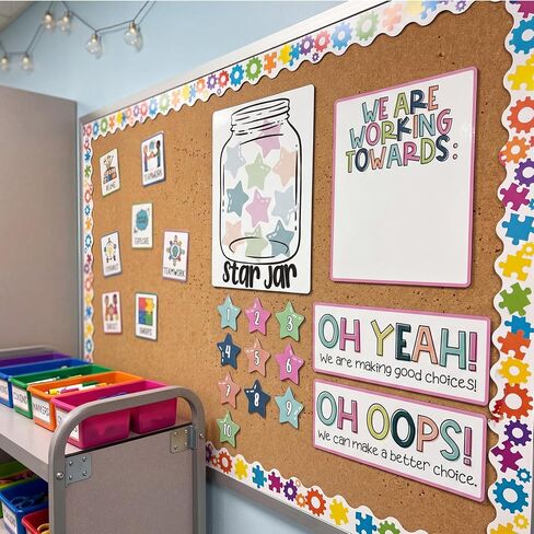 ForraFun Star Jar Classroom Behavior Chart Magnets Set – Oh Yeah Oh Oops We Are Working Towards Signs, Group Reward System for Teachers, Whiteboard Magnets for Classroom Management K-5 in Kuwait