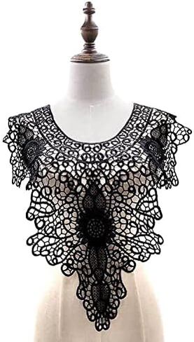 1pcs Embroidered Floral Lace Neckline Neck Collar Trim Clothes Sewing Applique Edge (Cream) in Saudi Arabia