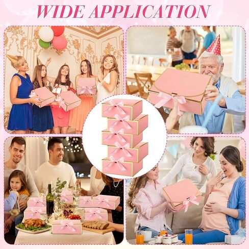 Jaloro 16 Pack Pink Gift Boxes with Lids, 7x7x3 Inch Bridesmaid Proposal Box with Ribbons for Present Wedding, Birthday, Anniversary, Mother's Day, Graduation, Baby Shower, Cupcake Packaging in Saudi Arabia