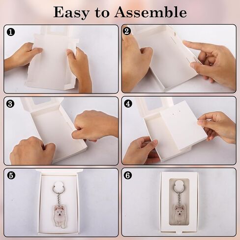 Klmnop 40 Pcs Sublimation Keychain Packaging Box, 5.4" x 3.4" x 0.7" Paper Necklace Packaging Box Bulk with Clear Window Display Card, Jewelry Gift Boxes for Necklace Bracelet Earring Keychain(White) in Kuwait