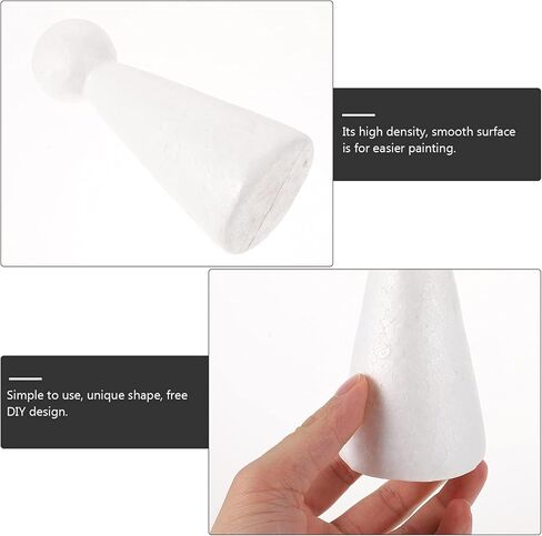 Cabilock Craft Foam مخروط شجرة عيد الميلاد شجرة عيد الميلاد البيضاء رغوة البوليسترين الأشكال المخروطية 15 سم 20 قطعة دمية ربط غير مكتملة لطاولة العطلات المركزية DIY مشاريع ترتيبات الزهور in Kuwait