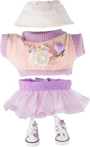 Clothes for 17cm Dolls, Accessories for 17cm Doll, Clothes Set for Doll, Fashionable Cute Elegant Matchable Style 5 PCS Set Hat Clothes for Dolls Accessories (No Doll) (Pink) in Saudi Arabia