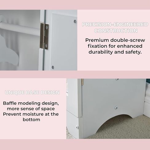 White Wooden Closet for 18 Inch Dolls, Armoire Wardrobe with Acrylic Mirror & 6 Hangers, Doll Clothes Closet Storage Furniture Organizer, 11.8x7.5x17.7in in Saudi Arabia