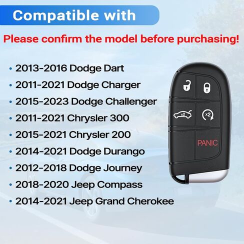 Key Fob Cover Fits for Dodge Dart Charger Challenger Chrysler 200 300 Dodge Durango Journey Jeep Grand Cherokee Compass Keyless Entry Remote Control Key Fob Case Shell in Saudi Arabia