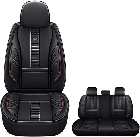 Full Set of Universal Fit Automotive Seat Covers fit for KIA K5 2021-2025, PU Leather Automobile Interior Sets with Headrest & Back Pillow Black & Blue Line in Saudi Arabia