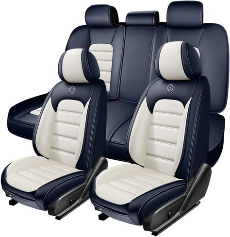 5 Seat Covers for Subaru Crosstrek 2016-2024,Premium Nappa Leather Car Seat Covers Car Seat Cushions,Waterproof Soft Seat Covers for Cars,Interior Accessories Airbag Compatible（Standard-Gray&White） in Saudi Arabia
