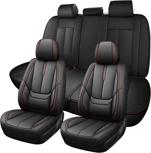 غطاء مقعد السيارة لسيارة Audi A4 1998-2024، غطاء مقعد من الجلد الصناعي الفاخر | محرك رياضي مقاوم للماء وجيد التهوية، أغطية مقاعد سهلة التركيب (الزوج الأمامي/أسود) in Kuwait