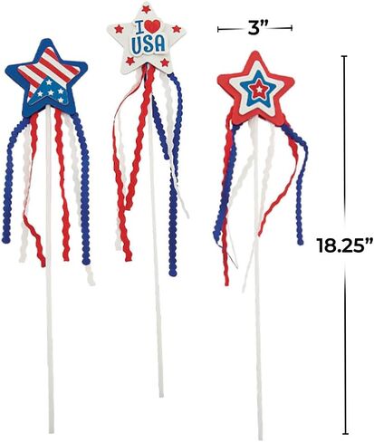 Fun Express USA Patriotic Wand Craft Kits for Kids Ages 4-8 Makes 12 - DIY Fourth of July Arts and Crafts Supplies with Foam Stickers | Easy Beginner Kits for Toddlers, Classroom & Party Activities in Kuwait