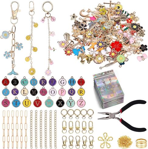 cenoz 550Pcs Charms Lip Gloss Keychain Making Kit, DIY Craft Supplies with Key Chain Hooks, 228Pcs Charms, 50Pcs Gift Bags & Tools, DIY Keychains Kit for Keychain Jewelry Making Supplies Crafts in Saudi Arabia