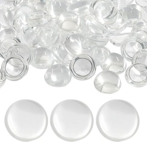 Bivethoi 100 Pcs 16mm Clear Glass Cabochons, Crystal Clear Dome Glass Gems for DIY Craft, Photo Charms, Jewelry Making, Cameo Pendants, Bracelets, Necklaces in Kuwait