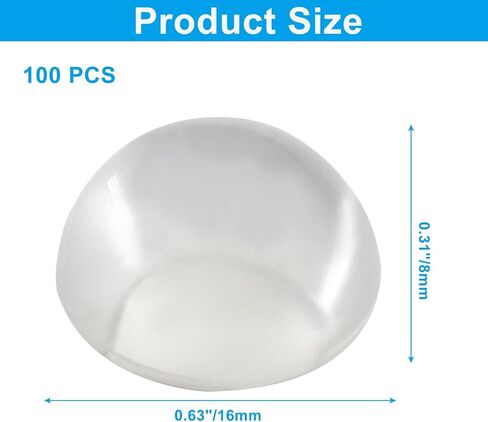 Bivethoi 100 Pcs 16mm Clear Glass Cabochons, Crystal Clear Dome Glass Gems for DIY Craft, Photo Charms, Jewelry Making, Cameo Pendants, Bracelets, Necklaces in Kuwait