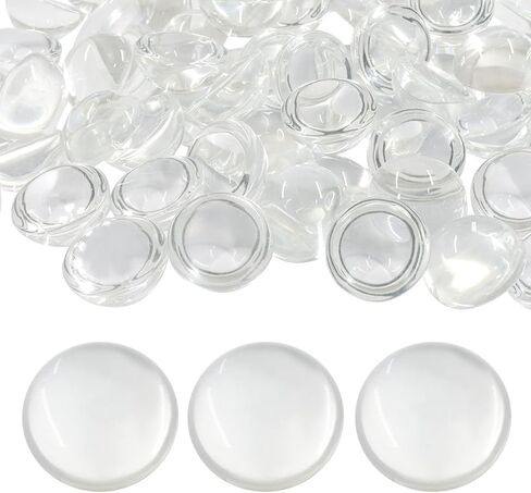 Bivethoi 100 Pcs 16mm Clear Glass Cabochons, Crystal Clear Dome Glass Gems for DIY Craft, Photo Charms, Jewelry Making, Cameo Pendants, Bracelets, Necklaces in Kuwait