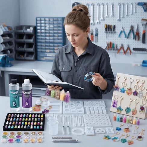 Epoxy Resin Kit and Molds Set,318 PCS Complete Art Starter Kit with Silicone Molds,AB Glue,Glitter,Pigments & Tools.Casting Resin for Jewelry Making,Beginners & Adults.Ultimate Gift for Women & Girls in Saudi Arabia